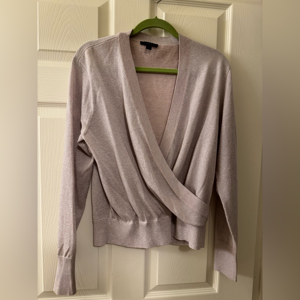 JCrew  Surplice Long Sleeve Wrap Metallic Sweater Size Large